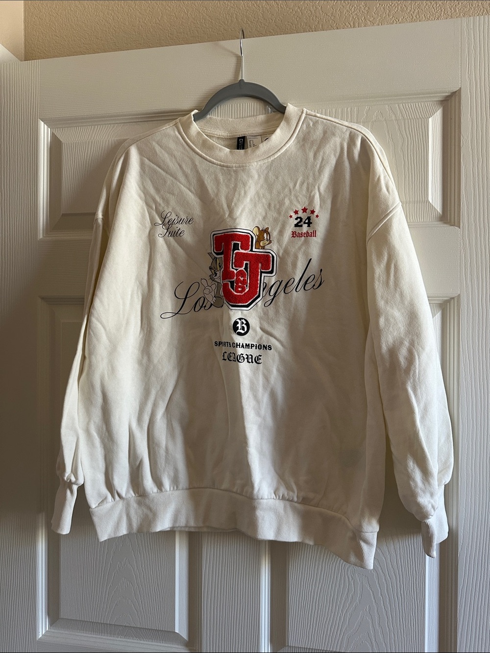 Divided White Crewneck Sweatshirt with Red Los Angeles Patch
